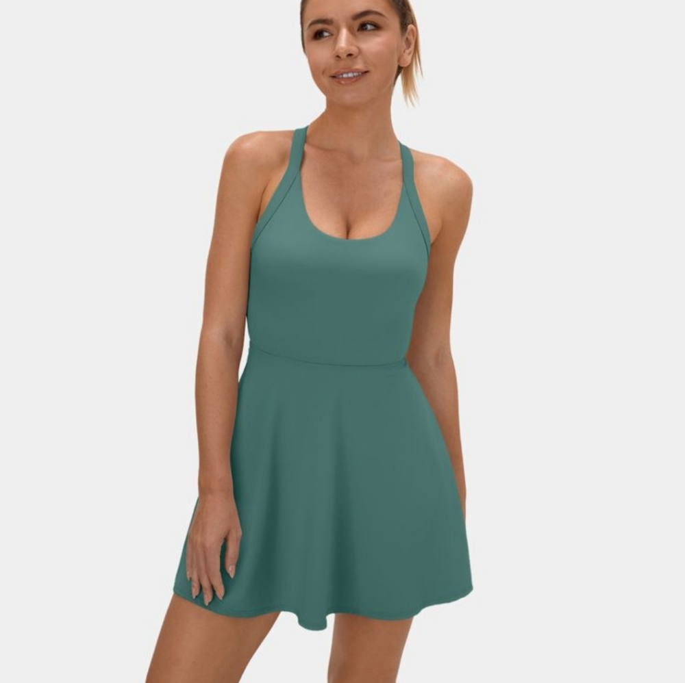 Halara Backless crisscross active dress-easy peezy edition in blue spruce